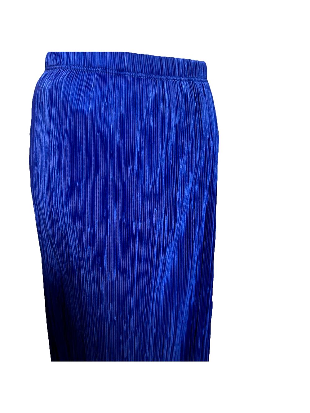 VTG 70s Pleated Maxi Skirt Silky Royal Blue Wrinkle Resistant Travel Retro USA S